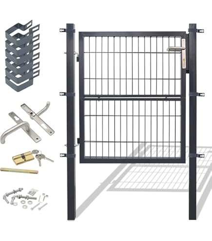 Cancello Da Giardino VidaXL In Acciaio Zincato 105x175 Cm - Design Classico Con Serratura E 3 Chiavi