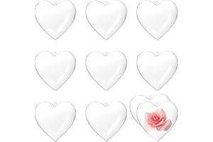 LATRAT 10 bolas colgantes transparentes de plástico con forma de corazón, rellenables, con ojal para colgar, para bodas, día de San Valentín, decoración colgante
