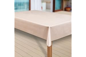 ‎LARO laro Wachstuch-Tischdecke Abwaschbar Garten-Tischdecke Wachstischdecke PVC Plastik-Tischdecken Eckig Meterware Wasserabweisend Abwischbar, Muster:Uni Creme-beige meliert, Größe:100x140 cm