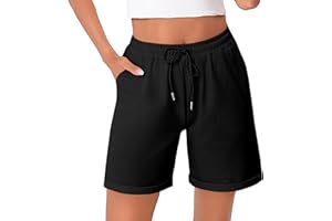 Litherday Pantalones Cortos Mujer Algodón Verano Shorts Deportivos Cintura Alta con Cordón Ropa Deportiva para Fitness Yoga Jogging Casa S-XXL