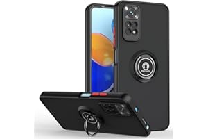 UPLAI Funda para Xiaomi Redmi Note 12 Pro 4G, Antigolpes Ultra Delgado Carcasa con Soporte Magnético Anillo, PC + Suave TPU Bumper Moda Escarchado Estuche Caso.(Negro-Rojo)