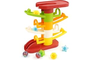 SIAIRO Pista per biglie Giocattolo per abilità motorie Pista a rotelle colorata con 5 palline Giocattoli educativi per lo sviluppo precoce e Pista per biglie Montessori Regali per 1 2 3 4 ragazzi e ragazze