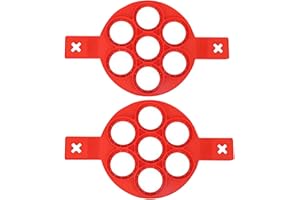 SIMMPU Stampi per pancake in 2 parti stampo ad anello per frittata in silicone antiaderente, creatore di uova, stampo per pancake per muffin, anelli di cottura mini flipper, 7 cavità con forme rotonde