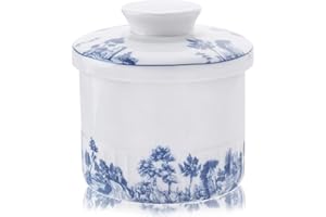 HNCY Beurrier Ceramique, 250g Beurrier en Porcelaine avec Ligne d'Eau pour Beurre Frais à Tartiner, Beurrier à Eau avec Couvercle pour Conserver le Beurre Frais, Baratte a Beurre avec Refroidissement