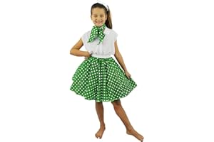 I LOVE FANCY DRESS LTD Gonna con Pois E Collo Stile Sciarpa Anni '50 per Ragazze PERFETTE per Feste A Tema, Estate O Danze E TEATRI Disponibili in Vari Colori in Breve O LONGO