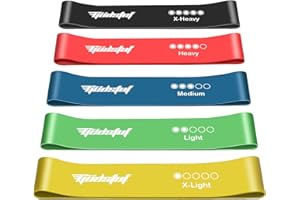Güdstuf Resistance Bands [Set of 5] Pocket Gym with Carry Case. Skin Friendly Exercise Bands for Yoga, Pilates, Strength Training, Physiotherapy, and Injury Rehabilitation.