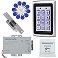 OBO HANDS Full Home Access Control System Kit Set Metal Controller 1000 Users Keypad +DC 12V NC Electric Lock+12V 3A Power Supply+ Door Exit Button + 10pcs RFID Blue 125KHz Keyfobs