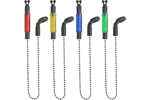 Realure 4 Pcs Light Fishing Bobbins Bite Alarm Bobbins Carp Bobbins Swingers Carp Fishing Bite Indicators for Carp fishing Night fishing Carp Accessories Outdoor Rod Illuminated Red Yellow Blue Green