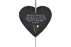 Global Designs Daffodil Grave Stick Marker Plaque Ornament Slate Heart Flowers Those We Love Memorial Sentimental Tribute Graveside Decor 25x11cm