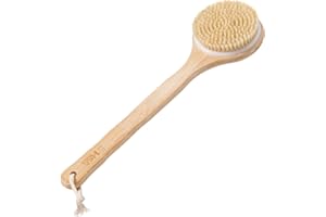 ‎H&S H&S Szczotka do ciała, szczotka do pleców, długa rączka do prysznica, naturalne włosie, złuszczająca cellulit, bambus, szczotka do szorowania pleców, szczotka do ciała prysznicowego, peeling pleców