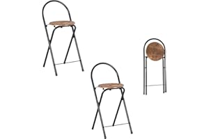 ZZINOKE Set Di 2 Sgabello Bar Pieghevoli, Altezza seduta 55,5 cm, Nessun Montaggio Richiesto, Sgabello Pieghevole Portatile Per Cucina, Bistrot, Negozio, All'Aperto (Retrò Marrone e Nero)