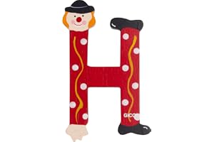 Träbokstäver namn barnrum stor dekoration för dörren, roliga clowner, A-Z, höjd ca 9 cm, trä bokstav 7361 (H)