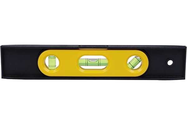 STANLEY STHT42264-812 Plastic Torpedo Level Magnetic-225mm/9'', High Impact ABS Plastic for Durability, 3 Vials, Ideal for Wood & Concrete Measurement, Yellow