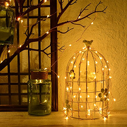 Lichterkette Kupferdraht, Sunix LED Lichterkette, 11 Meter 110 LED Sternklar Lichterketten Warmweiß Dimmbar Beleuchtung Dekoration mit Fernbedienung für Weihnachten, Hochzeit, Party, Balkon, Terrasse, Fenster, Treppe, Bar, etc - 6