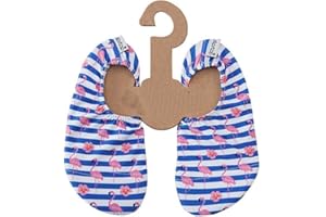 Slipstop Chaussures de plage pour enfant - Chaussures aquatiques - Stripe Junior - Pour fille - Bleu/blanc avec flamants roses - Différentes tailles