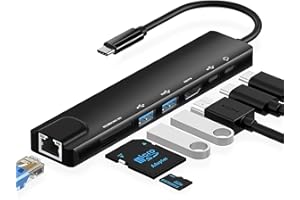 BAOLONGKING Koncentrator USB C Ethernet HDMI 4K, 8 w 1 Multiport Dock USB-C na RJ45 USB 3.0 SD/TF kabel do czytnika kart