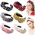 Ivyu Headbands Women Hair Head Bands - 6 Pcs Pearl Knotted Head Bands Cute Velvet Top Knot Turban Hairbands Fashion Girls Vintage Boho Beauty Wide headbands Fashion Hair Accessories
