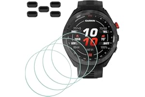 MTHGH Protection Écran pour Garmin Approach S70 47mm Premium GPS Golf Verre Trempé [4 pièces] + Bouchons anti-poussière 5 pièces, Protecteur d'écran Dureté 9H Anti-rayures Sans bulles Ultra Mince