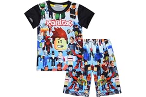 Temolie Roblox piżama dla chłopców koszulka z krótkim rękawem spodnie bielizna nocna zestaw dziewczyny 3D gra postać bielizna nocna piżama dziecięca 2 szt