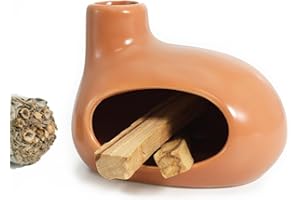 BEYLAB Porta moderno per Palo Santo - Bruciatore di incenso in ceramica bastoncini di legno, salvia e incenso coni - Ciotola per purificare l'energia Regalo artigianale per di meditazione (Marrone)