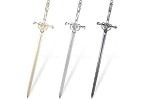 MBAIYO 3 Pack Letter Openers, Sword Letter Opener with Ergonomic Handle Fancy Decorative Envelope Slitter Mail Opener Tool for Home Office Desk Black Silver Gold