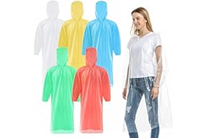 HELOVGE Poncho Pluie,5pcs poncho de pluie impermeable transparent,Réutilisable Poncho,Poncho de Pluie Portable pour Les Festivals de Camping et Les Randonnées
