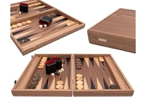 MANOPOULOS Backgammon-Set - Turnierbrett aus Walnuss- und Ahornholz - Premium Edition