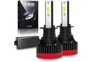 BraveWAY Ampoule H1 LED 60W 16000LM 6000K Lampes Phares Projecteur pour Voiture et Moto 400% de Luminosité Anti Erreur Blanc Xénon étanche Kit De Conversion Ampoule,Lot de 2