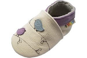 YALION Krabbelschuh Babyschuh Lauflernschuh Jungen Mädchen Baby Weicher Flexibles Leder mit Mokassins Wildledersohlen Elastische Knöchel Lederpuschen