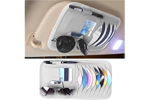 JNNJ Bag Sun Visor Organiser Leather, Car Visor CD Case, Car Accessories Storage Bag for CD Cards Sunglasses, Multifunctional Visor Accessories (Grey)