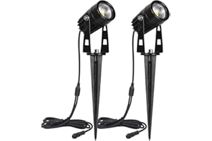 SanGlory 2 Pack Faretto da Giardino LED da 3W Senza Alimentatore (Adatto Solo per 4 e 8 Faretti da Giardino su Questo Link, Non Può Essere Utilizzato da Solo o con Altri Prodotti) (2 Faretti)