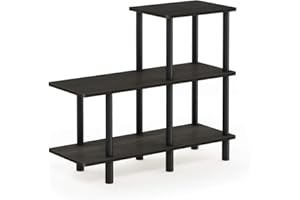 Furinno Deko-Regal mit 3 Ebenen, holz, Espresso/Schwarz, 29.49 x 80 x 70.69 cm