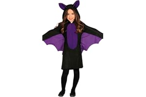 FIESTAS GUIRCA | Little Bat Girl Kostüm für Kinder - Kleid, Kapuze und Flügel für Mädchen - Fledermaus- und Tierkostüme für Halloween, Karneval und Kostümpartys - Schwarz und Lila