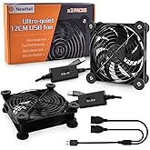 NewHail 2Pack Quiet 120mm USB Fan Dual-Ball Bearings, USB Fan 5V, with L/M/H 3-Degree Speed Switch Portable High Airflow Cool