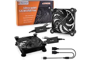 NewHail USB Lüfter 120mm PC Lüfter Dual Kugellager mit 3 Einstellbare Geschwindigkeiten,USB Ventilator 5V leise kompatibel mit Router, Xbox, Modem, Empfänger, DVR, TV-Box(2Pack)
