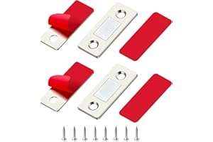 RAVINTE Magnet Schranktür, 2 Stück Ultra Dünne Türmagnet, Edelstahl Magneten für Schränke, Selbstklebender Magnetverschluss für Küchenschränke, Schubladen und Kleiderschränke, Silber