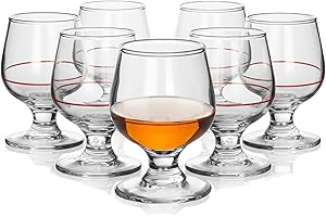 TWO TIGERS Pack Copas de Coñac Alessandro. Copa de Cristal, Tamaño. Copa Brandy Ideal para Licores. Hosteleria, Restaurantes, Bar, Fiestas (100ml Linea Roja (6Ud))