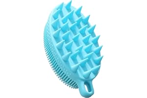 FREATECH Spazzola per Corpo in Silicone a 2 Lati per Pulizia Pelle e Capelli, 2-in-1 Bagno Doccia Spazzola per Corpo e Shampoo Spazzola per Cuoio Capelluto Massaggiatore, Facile da Pulire, Azzurro