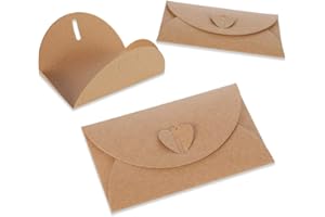 LOVINGMONA Buste da 100 pezzi Buste in carta kraft con chiusura a cuore per auguri di Natale Biglietti di auguri fatti a mano