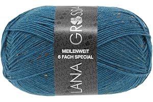 ‎LANA GROSSA LANA GROSSA Meilenweit 6-fach 150 | 6-fädiger Sockenklassiker, waschmaschinenfest | Handstrickgarn 80% Schurwolle & 20% Polyamid | 150g Wolle zum Stricken & Häkeln | 390m Garn FB9236
