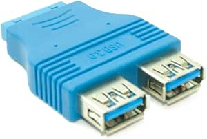 CDL Micro USB 3.0 19 pin Header to 2 x USB 3.0 Ports Adapter - Black