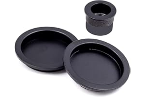 ARCO HERRAJES ARCO · Kit Tirador y Uñero para Puertas Correderas: Acabado Latonado,Níquel Satinado, Cuero Satinado, Rosetas Redondas de 55mm y Dedal Central de 30mm. (Negro)