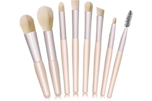 WitBicg Pinceaux de Maquillage Yeux, Set 8 Pièces avec Fond de Teint, Nettoyant, Blush et Teint Fluide Professionnel (Abricot)