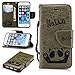 Produktbild Misteem Cartoon Hülle für iPhone 5S, Hüllen iPhone 5/SE, Schön Retro Panda Muster Leder Wallet Case Cover Stoßfest Flip Etui mit Kartenhalter Bookstyle / Stand / Magnet Tasche Brieftasche Schutzhülle für Apple iPhone 5/5S - Pandabär Army Grün