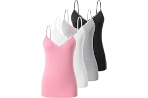 vislivin Camiseta para Mujer Camiseta Sin Mangas con Encaje Top Sin Mangas de Cuello en V Camisola