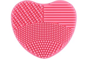 ‎YUYTE Silikon Pinselreiniger, Pinsel Reinigungspad, 7Colors Pinsel Reinigung Brush, Make up Pinsel Reiniger Silikon Herz Handschuh Reinigung Kosmetikbrett Wasch Wäscher 8.5 * 7.6cm Rosa(02)