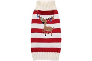 Balacoo Hundepullover, weihnachtliches Rentier-Motiv, Weihnachtsmuster, Weihnachtsmuster, Weihnachtskostüm, Größe M (rot)