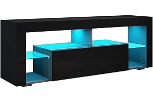 SONNI Mobile Porta TV 140x35x50.5cm, Armadio Moderno per TV, Supporto TV, per Soggiorno o Salotto - Nero