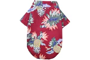 TAKEZUAA Dog Hawaiian Shirt Summer Coconut Tree Beach Pineapple Print Pet Shirt Clothes Pet T Shirt Cool Puppy Shirts Kitten Costume Pet Outfit Pet Clothes(Pineapple-Red，XL)