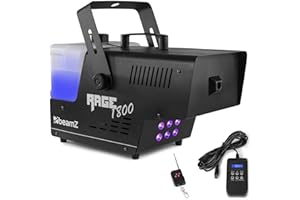 BeamZ Rage 1800LED Machine à Fumée 1800 Watts, LEDs RGBA, Mode DMX, Réservoir 3.5 L, Design Unique et Solide, Télécommande sans Fil et Filaire 3m, Etrier de Montage, Idéal pour Soirée 200 m²